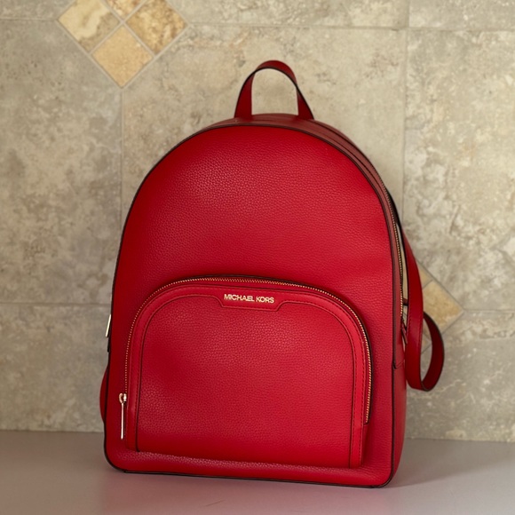 Michael Kors Jaycee Large Backpack Bright Red - Picture 4 of 14